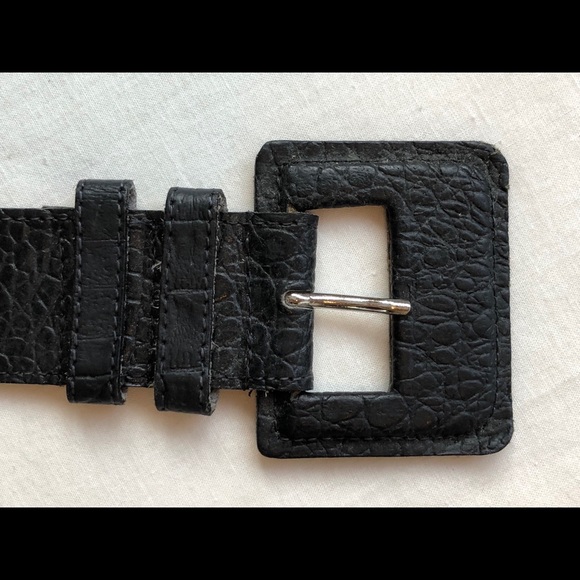Plymouth Black Leather Croc Pattern Belt Italy - Picture 6 of 6
